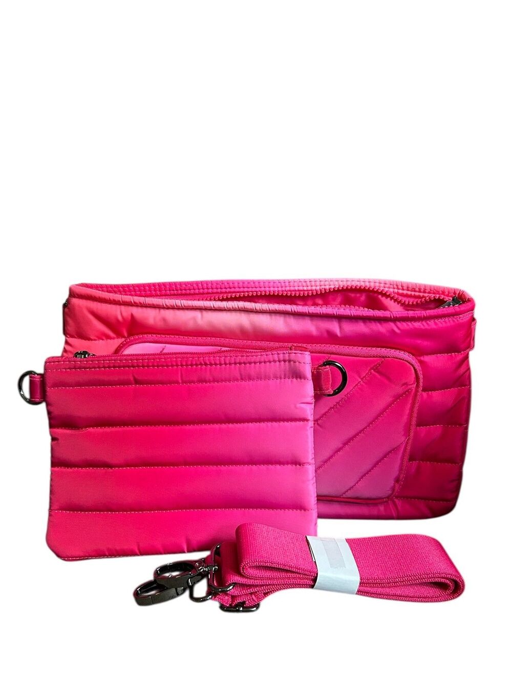 Think Royln Bank Street XL Crossbody w/ Pouch Bundle Fuchsia Ombre Pink